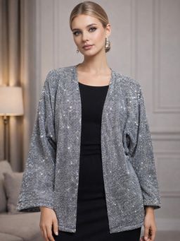 Scoup - Sequinned Lurex Grey Shrug