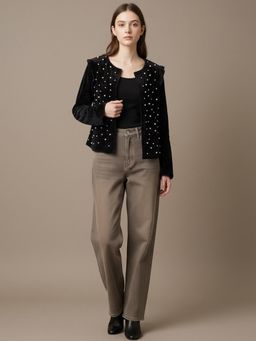 Scoup - Front Open Velvet Black Short Shrug