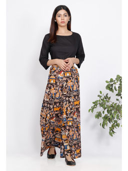 Tjori - Multi Color Cotton Kalamkari Printed Top with Palazzo (Set of 2)