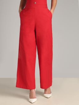 VERO MODA - Red Solid Wide Pant