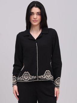 VERO MODA - Black Embroidered Collar Neck Shirt