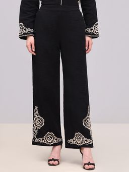 VERO MODA - Black Embroidered Wide Pant