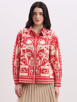 VERO MODA - Red Printed Collar Neck Shirt