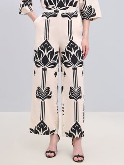 VERO MODA - Off White Printed Wide Pant