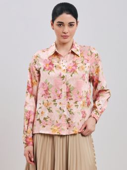 VERO MODA - Pink Floral Collar Neck Shirt