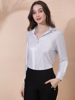 Globus - Silver Solid Collar Neck Shirt