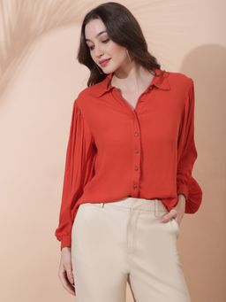Globus - Rust Solid Collar Neck Shirt