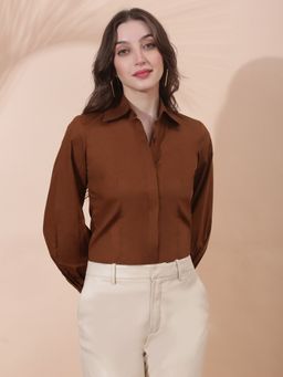Globus - Brown Solid Collar Neck Shirt