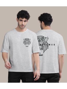 BULLMER - Off White Front and Back Printed Colourblock Baggy Oversized T-Shirt for Men