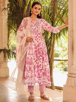 Roohaniyat - Pink Flared Anarkali Suit (Set of 3)