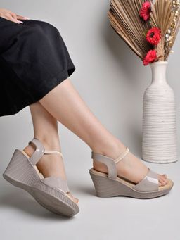 Shoetopia - Women Smart Casual Grey Wedges
