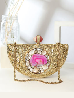HOUSE OF WEBHIN - Lunar Agate Embellished Mother Of Pearl Clutch