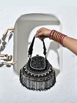 HOUSE OF WEBHIN - Sunehri Black Batua Bag
