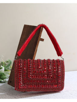 HOUSE OF WEBHIN - Ragini Red Studded Flap Bag