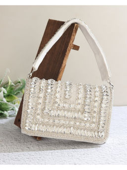 HOUSE OF WEBHIN - Ragini White Studded Flap Bag