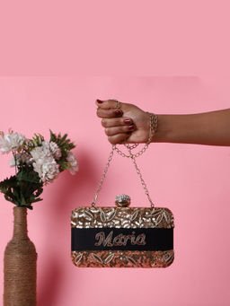 HOUSE OF WEBHIN - Velour Black Customised Clutch Bag