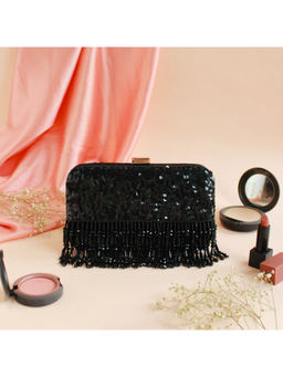 HOUSE OF WEBHIN - Noor-E-Sham Black Velvet Clutch
