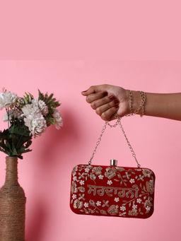 HOUSE OF WEBHIN - Noor-E-Naam Mehroon Name Red Clutch