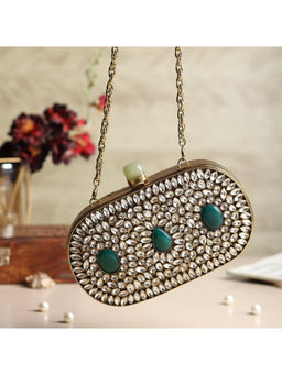 HOUSE OF WEBHIN - Kanak Golden Mother Of Pearl Clutch Bag