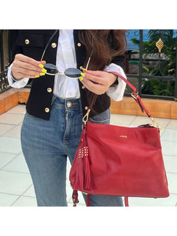 LODIS - Women Red Leather Solid Sling Bag
