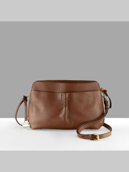 LODIS - Women Brown Leather Solid Sling Bag
