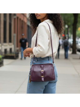 LODIS - Women Purple Leather Solid Sling Bag