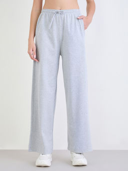 Styli - Grey Solid Jersey Wide Trackpant