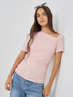 Styli - Pink Self Design Polyester Regular Top