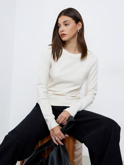 Styli - Beige Solid Polyester Regular Top