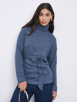 Styli - Blue Solid Polyester Regular Top