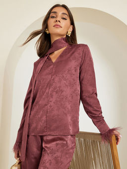Styli - Mauve Floral Polyester Regular Top