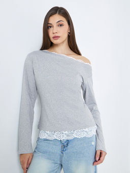 Styli - Grey Solid Polyester Regular Top