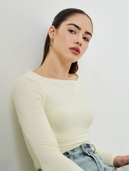 Styli - Cream Solid Polyester Regular Top