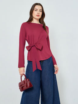 Styli - Red Solid Polyester Regular Top