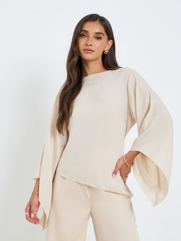 Styli - Beige Solid Polyester Regular Top