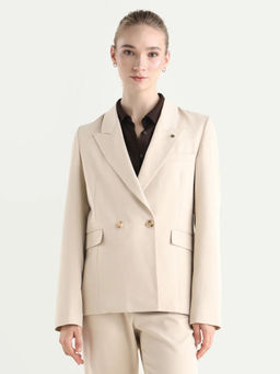 RAREISM - Beige Solid Polyester Blend Regular Blazer