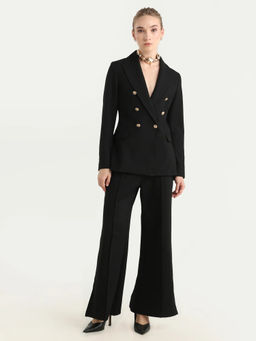 RAREISM - Black Solid Polyester Blend Regular Blazer