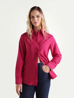 RAREISM - Pink Solid Viscose Regular Shirt