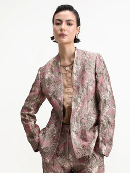 RAREISM - Pink Printed Polyester Blend Regular Blazer