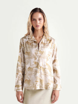 RAREISM - Beige Printed Polyester Regular Shirt