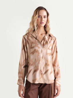 RAREISM - Beige Printed Polyester Regular Shirt