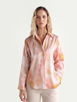 RAREISM - Pink Printed Polyester Regular Shirt