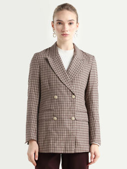 RAREISM - Brown Checks Polyester Regular Blazer