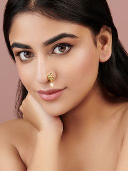 Curio Cottage - The Zoya Floral Pearl Nathni