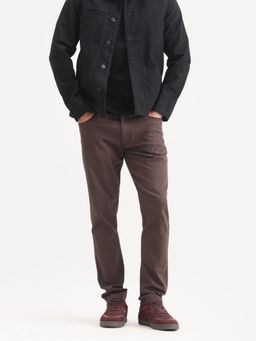 Rare Rabbit - Brown Regular Fit Dobby Solid Jeans