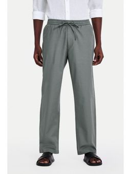 Snitch - Grey Solid Relaxed Fit Casual Trouser