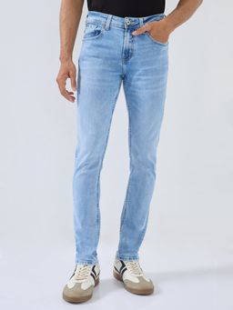 Spykar - Men Light Blue Solid Super Slim Fit Jeans