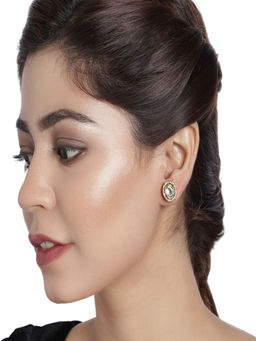 Accessher - Gold Plated Oval Shaped Vilandi Kundan Stud Earrings For Women And Girls