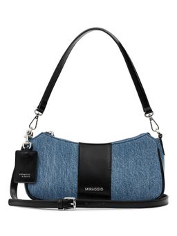 MIRAGGIO - Bella Denim Shoulder Bag with Crossbody Strap For Women -Black and Blue (S)