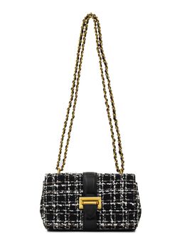 MIRAGGIO - Estelle Tweed Crossbody Bag For Women -Black (S)